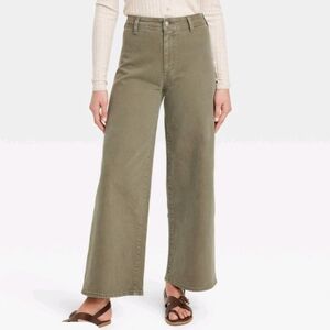 High rise ankle jeans - olive green